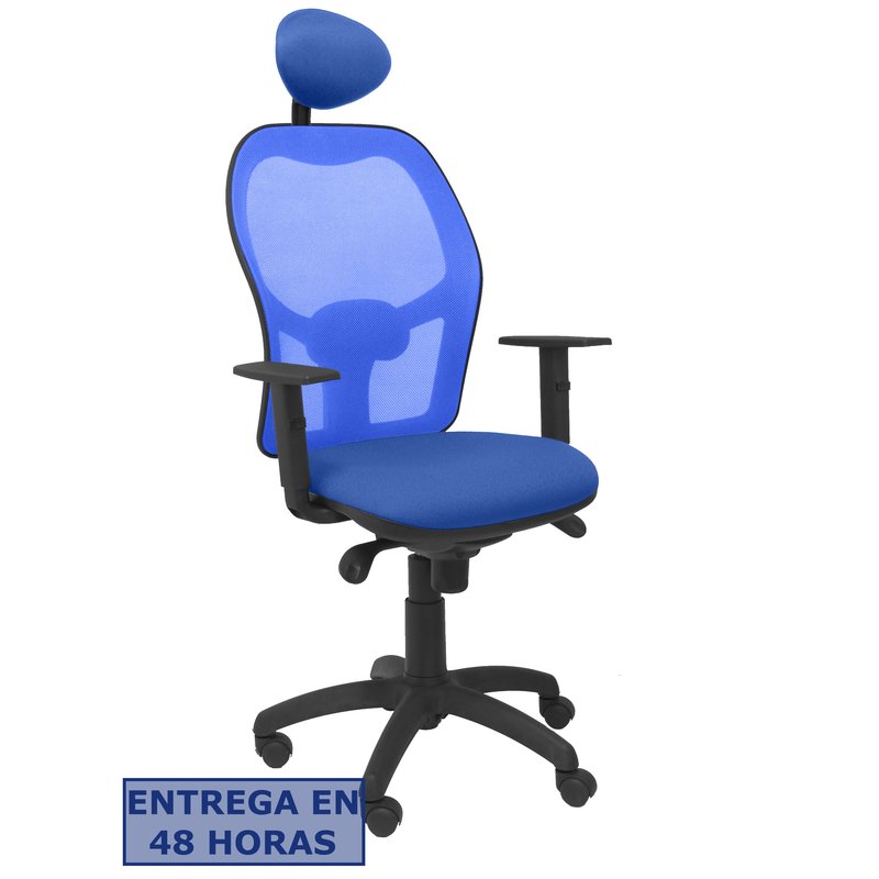 PIQUERAS Y CRESPO Silla Jorquera malla azul asiento bali azul con cabecero fijo PIQUERAS Y CRESPO Silla Jorquera malla azul asiento bali azul con cabecero fijo