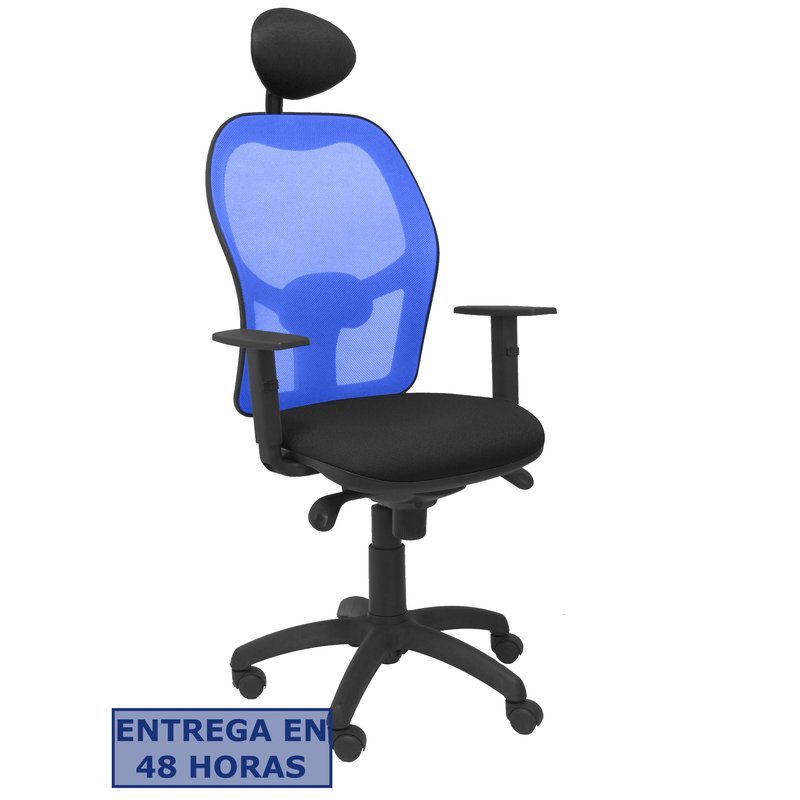 PIQUERAS Y CRESPO Silla Jorquera malla azul asiento bali negro con cabecero fijo