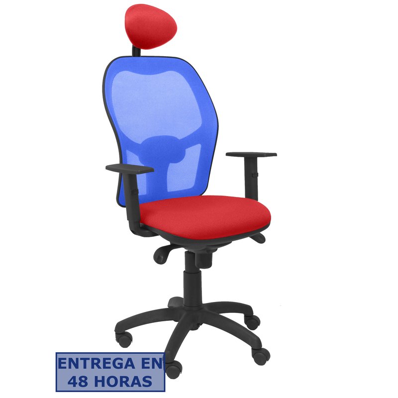 PIQUERAS Y CRESPO Silla Jorquera malla azul asiento bali rojo con cabecero fijo