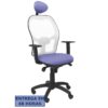 PIQUERAS Y CRESPO Silla Jorquera malla blanca asiento bali azul claro con cabecero fijo PIQUERAS Y CRESPO Silla Jorquera malla blanca asiento bali azul claro con cabecero fijo