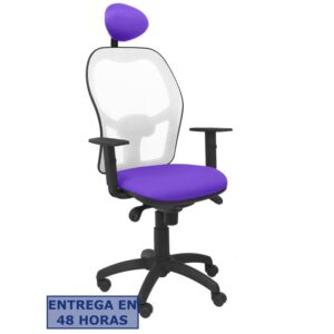 PIQUERAS Y CRESPO Silla Jorquera malla blanca asiento bali lila con cabecero fijo