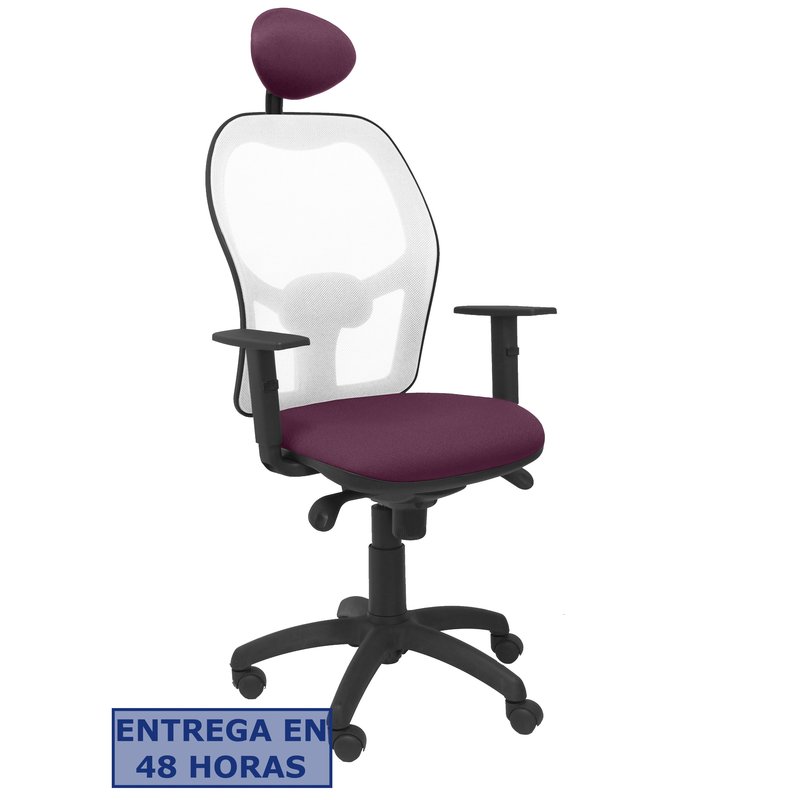 PIQUERAS Y CRESPO Silla Jorquera malla blanca asiento bali morado con cabecero fijo