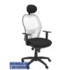 PIQUERAS Y CRESPO Silla Jorquera malla blanca asiento bali negro con cabecero fijo PIQUERAS Y CRESPO Silla Jorquera malla blanca asiento bali negro con cabecero fijo