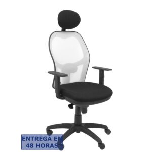 PIQUERAS Y CRESPO Silla Jorquera malla blanca asiento bali negro con cabecero fijo
