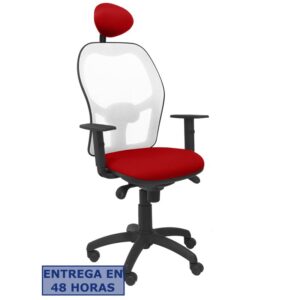 PIQUERAS Y CRESPO Silla Jorquera malla blanca asiento bali rojo con cabecero fijo