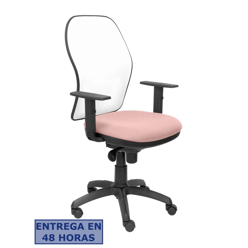 PIQUERAS Y CRESPO Silla Jorquera malla blanca asiento bali rosa palido PIQUERAS Y CRESPO Silla Jorquera malla blanca asiento bali rosa palido