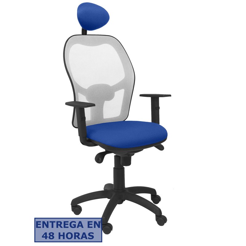 PIQUERAS Y CRESPO Silla Jorquera malla gris asiento bali azul con cabecero fijo