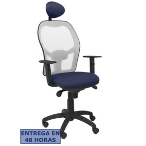 PIQUERAS Y CRESPO Silla Jorquera malla gris asiento bali azul marino con cabecero fijo