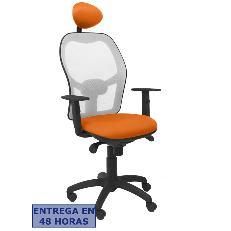 PIQUERAS Y CRESPO Silla Jorquera malla gris asiento bali naranja con cabecero fijo PIQUERAS Y CRESPO Silla Jorquera malla gris asiento bali naranja con cabecero fijo