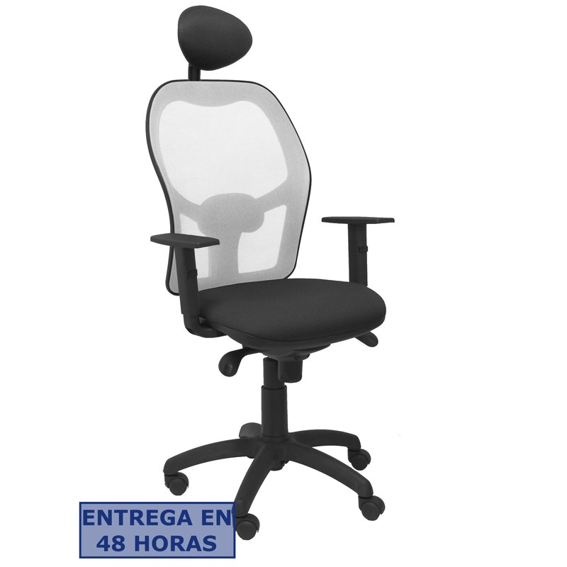 PIQUERAS Y CRESPO Silla Jorquera malla gris asiento bali negro con cabecero fijo
