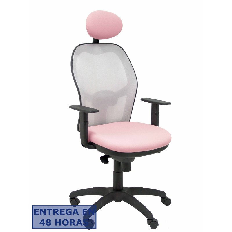 PIQUERAS Y CRESPO Silla Jorquera malla gris asiento bali rosa palido con cabecero fijo