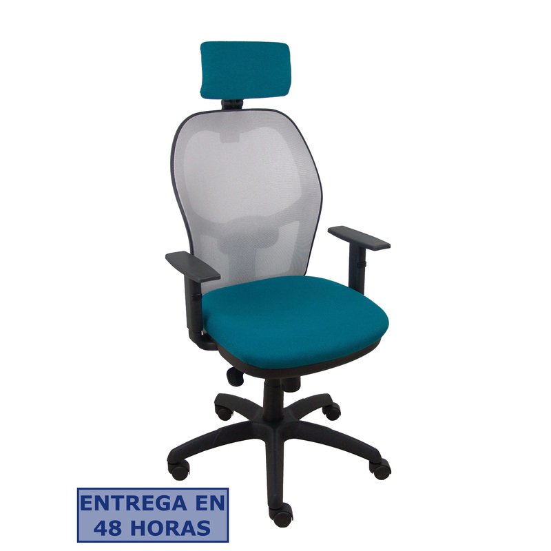 PIQUERAS Y CRESPO Silla Jorquera malla gris asiento bali verde petroleo cabecero regulable PIQUERAS Y CRESPO Silla Jorquera malla gris asiento bali verde petroleo cabecero regulable