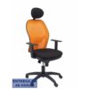 PIQUERAS Y CRESPO Silla Jorquera malla naranja asiento bali negro con cabecero fijo