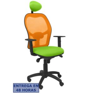 PIQUERAS Y CRESPO Silla Jorquera malla naranja asiento bali verde pistacho con cabecero fijo
