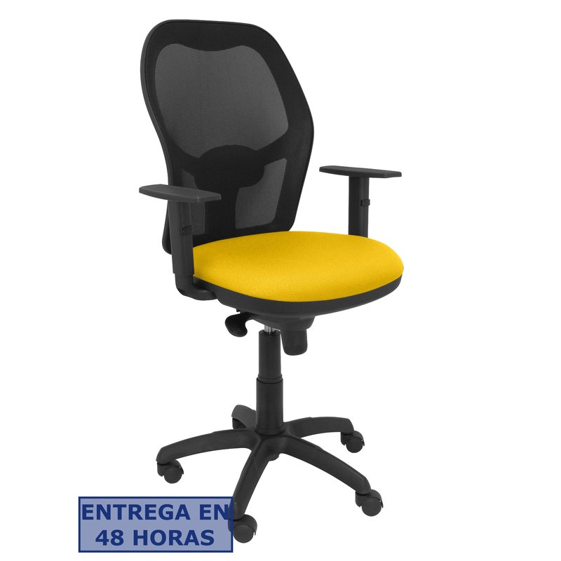 PIQUERAS Y CRESPO Silla Jorquera malla negra asiento bali amarillo PIQUERAS Y CRESPO Silla Jorquera malla negra asiento bali amarillo