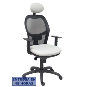 PIQUERAS Y CRESPO Silla Jorquera malla negra asiento bali gris claro con cabecero fijo