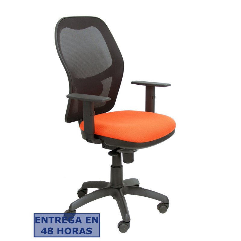 PIQUERAS Y CRESPO Silla Jorquera malla negra asiento bali naranja