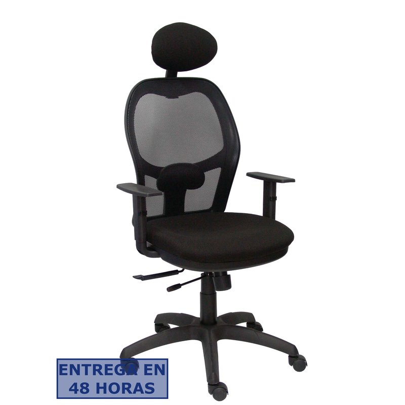 PIQUERAS Y CRESPO Silla Jorquera malla negra asiento bali negro con traslak y cabecero