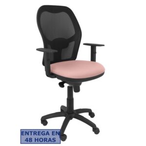 PIQUERAS Y CRESPO Silla Jorquera malla negra asiento bali rosa palido