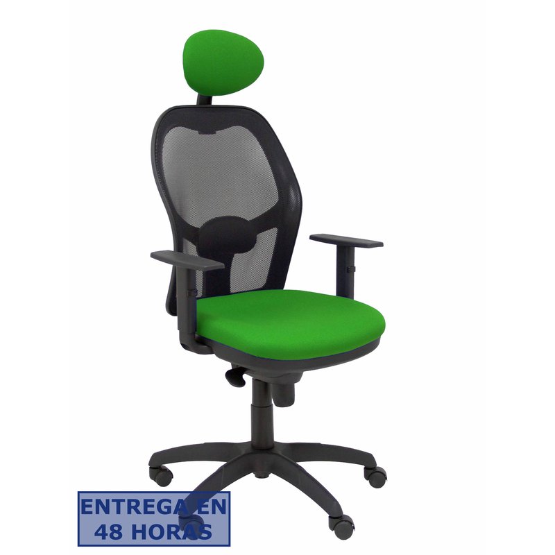 PIQUERAS Y CRESPO Silla Jorquera malla negra asiento bali verde con cabecero fijo