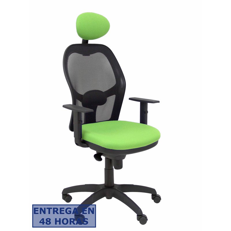 PIQUERAS Y CRESPO Silla Jorquera malla negra asiento bali verde pistacho con cabecero fijo