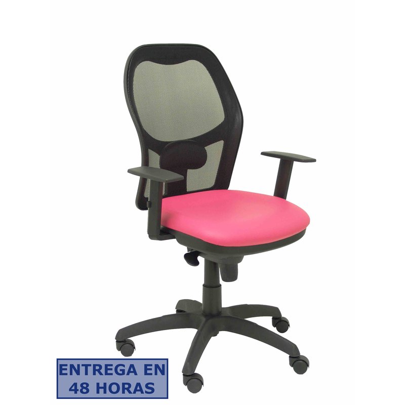 PIQUERAS Y CRESPO Silla Jorquera malla negra asiento similpiel rosa