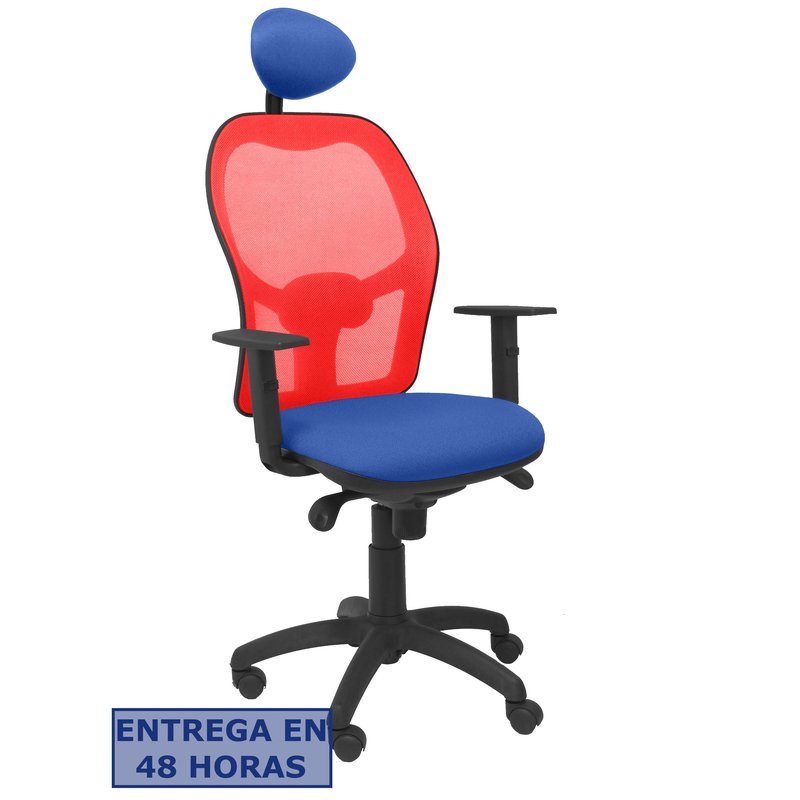 PIQUERAS Y CRESPO Silla Jorquera malla roja asiento bali azul con cabecero fijo PIQUERAS Y CRESPO Silla Jorquera malla roja asiento bali azul con cabecero fijo