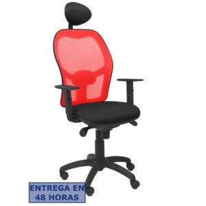 PIQUERAS Y CRESPO Silla Jorquera malla roja asiento bali negro con cabecero fijo
