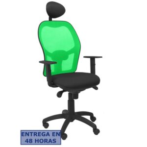 PIQUERAS Y CRESPO Silla Jorquera malla verde asiento bali negro con cabecero fijo