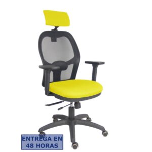 PIQUERAS Y CRESPO Silla Jorquera traslack malla negra asiento bali amarillo brazos 3D cabecero regulable