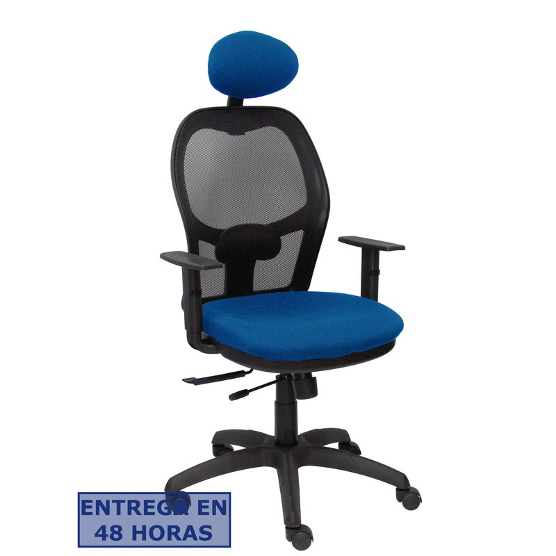 PIQUERAS Y CRESPO Silla Jorquera traslack malla negra asiento bali azul brazos regulables y cabecero