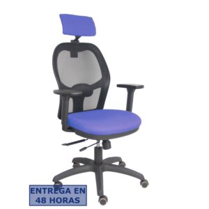 PIQUERAS Y CRESPO Silla Jorquera traslack malla negra asiento bali azul claro brazos 3D cabecero regulable