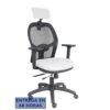 PIQUERAS Y CRESPO Silla Jorquera traslack malla negra asiento bali blanco brazos 3D cabecero regulable PIQUERAS Y CRESPO Silla Jorquera traslack malla negra asiento bali blanco brazos 3D cabecero regulable