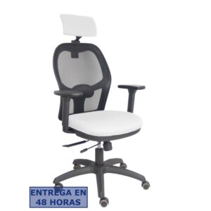 PIQUERAS Y CRESPO Silla Jorquera traslack malla negra asiento bali blanco brazos 3D cabecero regulable