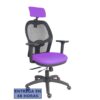 PIQUERAS Y CRESPO Silla Jorquera traslack malla negra asiento bali lila brazos 3D cabecero regulable PIQUERAS Y CRESPO Silla Jorquera traslack malla negra asiento bali lila brazos 3D cabecero regulable
