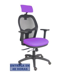PIQUERAS Y CRESPO Silla Jorquera traslack malla negra asiento bali lila brazos 3D cabecero regulable