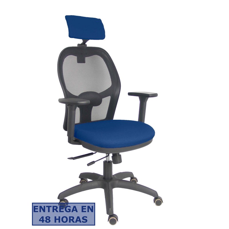 PIQUERAS Y CRESPO Silla Jorquera traslack malla negra asiento bali marino brazos 3D cabecero regulable