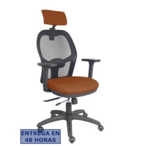 PIQUERAS Y CRESPO Silla Jorquera traslack malla negra asiento bali marron brazos 3D cabecero regulable