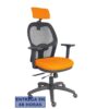 PIQUERAS Y CRESPO Silla Jorquera traslack malla negra asiento bali naranja brazos 3D cabecero regulable