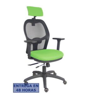PIQUERAS Y CRESPO Silla Jorquera traslack malla negra asiento bali pistacho brazos 3D cabecero regulable