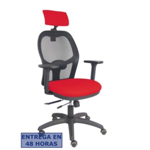 PIQUERAS Y CRESPO Silla Jorquera traslack malla negra asiento bali rojo brazos 3D cabecero regulable