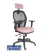 PIQUERAS Y CRESPO Silla Jorquera traslack malla negra asiento bali rosa brazos 3D cabecero regulable PIQUERAS Y CRESPO Silla Jorquera traslack malla negra asiento bali rosa brazos 3D cabecero regulable