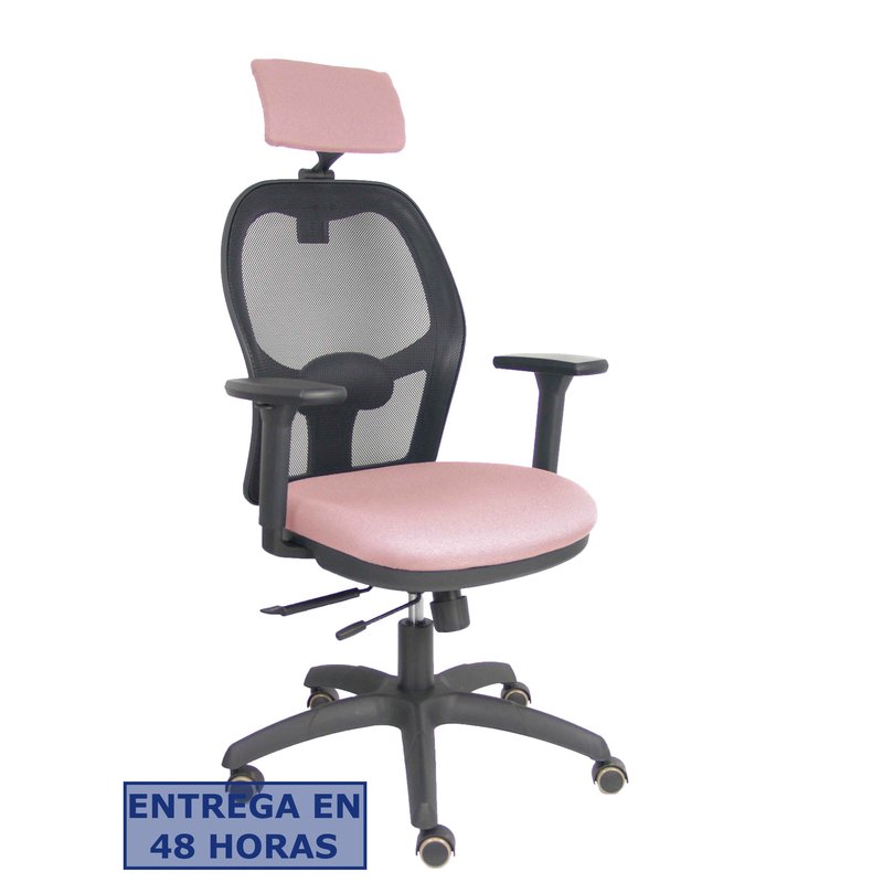 PIQUERAS Y CRESPO Silla Jorquera traslack malla negra asiento bali rosa brazos 3D cabecero regulable PIQUERAS Y CRESPO Silla Jorquera traslack malla negra asiento bali rosa brazos 3D cabecero regulable
