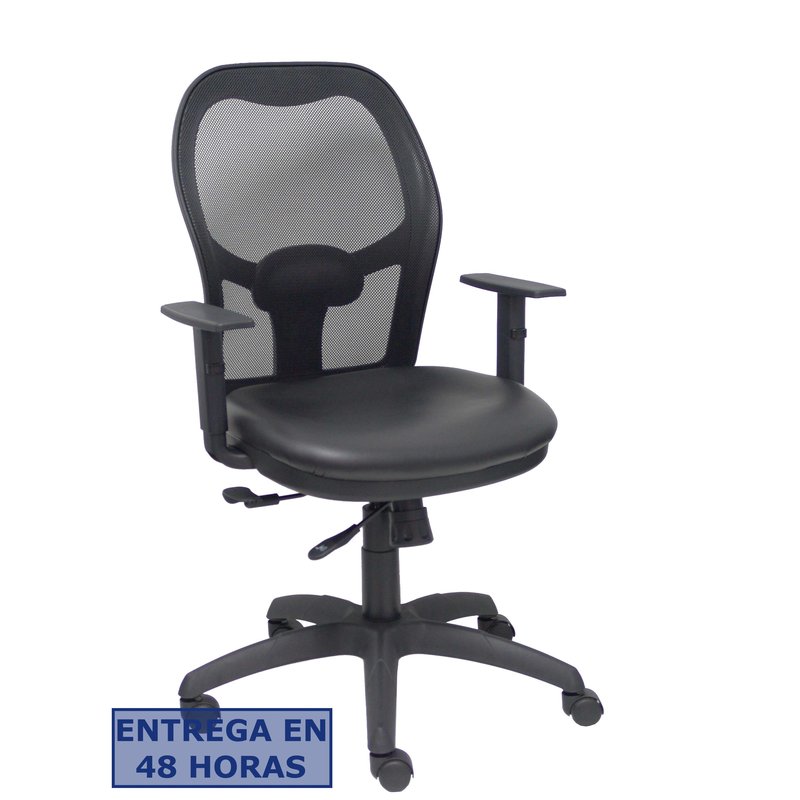 PIQUERAS Y CRESPO Silla Jorquera traslack malla negra asiento similpiel negro brazos regulables PIQUERAS Y CRESPO Silla Jorquera traslack malla negra asiento similpiel negro brazos regulables