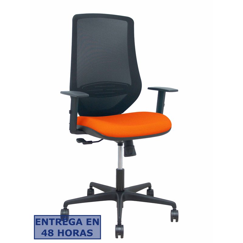 PIQUERAS Y CRESPO Silla Mardos sincro malla negra bali naranja oscuro brazo regulable