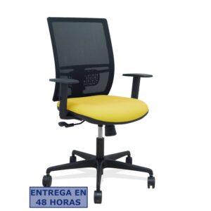 PIQUERAS Y CRESPO Silla Yunquera sincro malla negra bali amarillo brazo regulable
