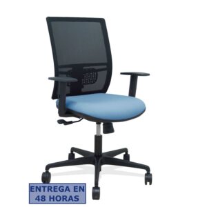 PIQUERAS Y CRESPO Silla Yunquera sincro malla negra bali azul cielo brazo regulable