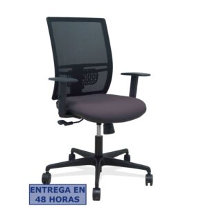 PIQUERAS Y CRESPO Silla Yunquera sincro malla negra bali gris oscuro brazo regulable