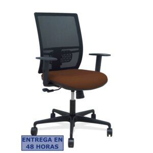 PIQUERAS Y CRESPO Silla Yunquera sincro malla negra bali marron oscuro brazo regulable