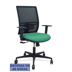 PIQUERAS Y CRESPO Silla Yunquera sincro malla negra bali verde esmeralda brazo regulable